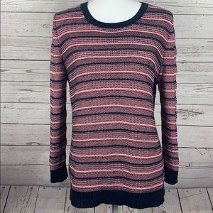 J.Crew Cotton Striped Sweater Tunic Black Pink